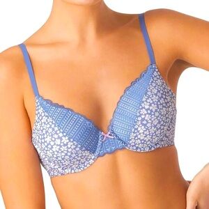 Comfort Devotion Convertible Underwire Bra Full Coverage — Blue Floral — 36D